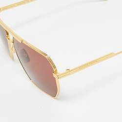 Pre Owned Bottega Veneta Red/Gold Tone BV1012S Aviators Sunglasses
