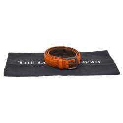 Pre Owned Bottega Veneta Orange Intrecciato Leather Belt 80CM