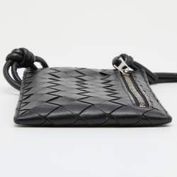 Pre Owned Bottega Veneta Black Intrecciato Leather Phone Cover