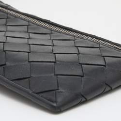 Pre Owned Bottega Veneta Black Intrecciato Leather Phone Cover