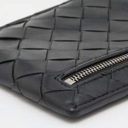 Pre Owned Bottega Veneta Black Intrecciato Leather Phone Cover
