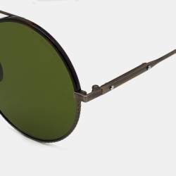 Pre Owned Bottega Veneta Green BV0171S Round Sunglasses