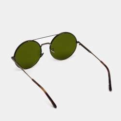 Pre Owned Bottega Veneta Green BV0171S Round Sunglasses