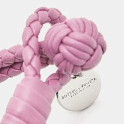 Bottega Veneta Intercciato Leather Silver Tone Bracelet