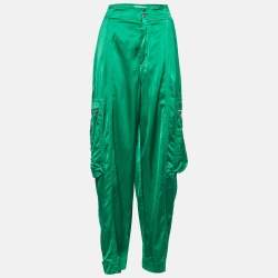 Bottega Veneta Green Fluid Satin Cargo Pants L