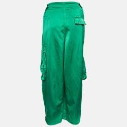 Bottega Veneta Green Fluid Satin Cargo Pants L