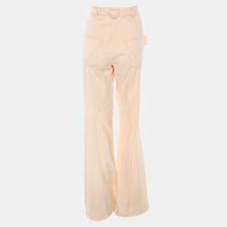 Pre Owned Bottega Veneta Peach Cotton High-Waist Panelled Jeans M