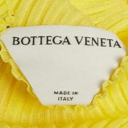Pre Owned Bottega Veneta Yellow Spiral Stripe Knit Mini Dress S