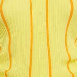 Pre Owned Bottega Veneta Yellow Spiral Stripe Knit Mini Dress S