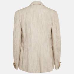 Pre Owned Bottega Veneta Beige Viscose Knot Double Breasted Blazer S