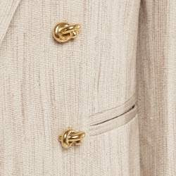 Pre Owned Bottega Veneta Beige Viscose Knot Double Breasted Blazer S