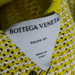 Pre Owned Bottega Veneta Yellow Open-Knit Halter Neck Bodysuit L