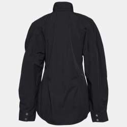 Pre Owned Bottega Veneta Black Cotton Button Front Puff Sleeve Shirt M