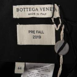 Pre Owned Bottega Veneta Khaki Brown Quilted Linen Midi Skirt M