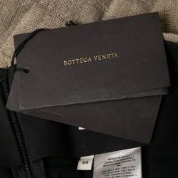 Pre Owned Bottega Veneta Khaki Brown Quilted Linen Midi Skirt M