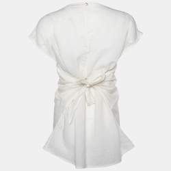 Bottega Veneta Cream Cotton & Silk Tie Detail Top M