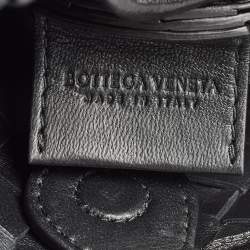 Pre Owned Bottega Veneta Black Intrecciato Leather Mini Sardine Shoulder Bag