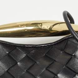 Pre Owned Bottega Veneta Black Intrecciato Leather Mini Sardine Shoulder Bag