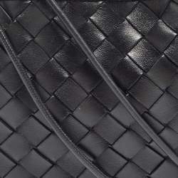 Pre Owned Bottega Veneta Black Intrecciato Leather Mini Sardine Shoulder Bag