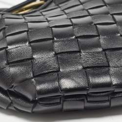 Pre Owned Bottega Veneta Black Intrecciato Leather Mini Sardine Shoulder Bag