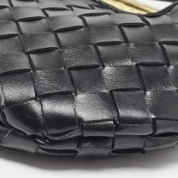 Pre Owned Bottega Veneta Black Intrecciato Leather Mini Sardine Shoulder Bag