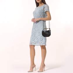 Pre Owned Bottega Veneta Black Intrecciato Leather Mini Sardine Shoulder Bag