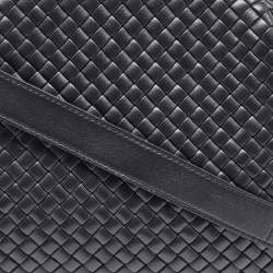 Pre Owned Bottega Veneta Black Padded Intrecciato Leather Medium Top Handle Bag