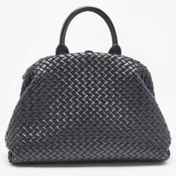 Pre Owned Bottega Veneta Black Padded Intrecciato Leather Medium Top Handle Bag
