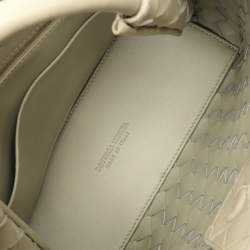 Pre Owned Bottega Veneta Olive Green Intrecciato Leather Small Andiamo Tote