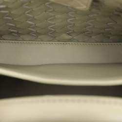 Pre Owned Bottega Veneta Olive Green Intrecciato Leather Small Andiamo Tote