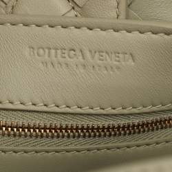 Pre Owned Bottega Veneta Olive Green Intrecciato Leather Small Andiamo Tote