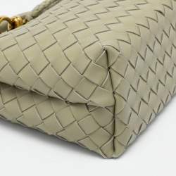 Pre Owned Bottega Veneta Olive Green Intrecciato Leather Small Andiamo Tote