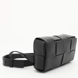 Pre Owned Bottega Veneta Black Intrecciato Leather Cassette Belt Bag