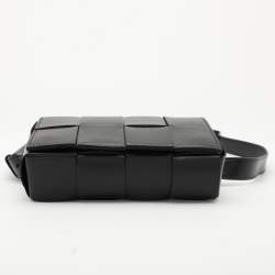 Pre Owned Bottega Veneta Black Intrecciato Leather Cassette Belt Bag