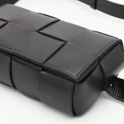 Pre Owned Bottega Veneta Black Intrecciato Leather Cassette Belt Bag