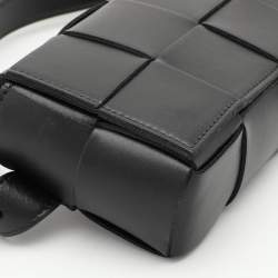 Pre Owned Bottega Veneta Black Intrecciato Leather Cassette Belt Bag