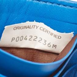 Pre Owned Bottega Veneta Blue Maxi Intrecciato Leather Card Holder