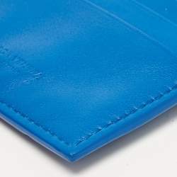 Pre Owned Bottega Veneta Blue Maxi Intrecciato Leather Card Holder