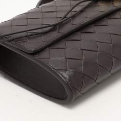 Pre Owned Bottega Veneta Brown Intrecciato Leather Medium Andiamo Clutch