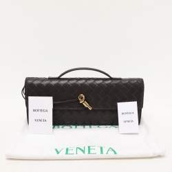 Pre Owned Bottega Veneta Brown Intrecciato Leather Medium Andiamo Clutch