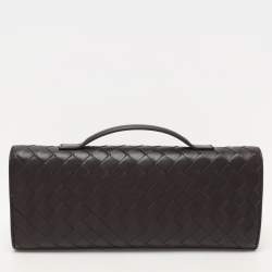 Pre Owned Bottega Veneta Brown Intrecciato Leather Medium Andiamo Clutch