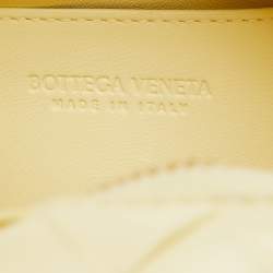 Pre Owned Bottega Veneta Light Yellow Intrecciato Leather Mini Bauletto Bowling Bag