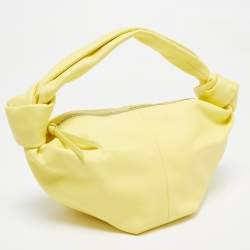 Pre Owned Bottega Veneta Yellow Leather Mini Double Knot Bag