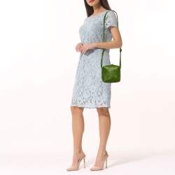 Pre Owned Bottega Veneta Green Leather Mini Cassette Camera Bag