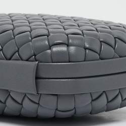 Bottega Veneta Grey Intrecciato Leather Knot Clutch