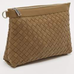 Bottega Veneta Brown Intrecciato Leather Oversized Zip Pouch