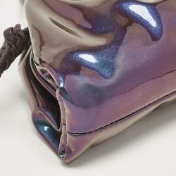 Pre Owned Bottega Veneta Multicolor Holographic Patent Leather Mini Pouch Clutch