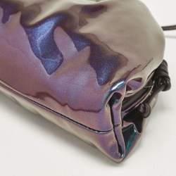 Pre Owned Bottega Veneta Multicolor Holographic Patent Leather Mini Pouch Clutch