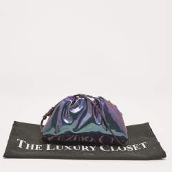 Pre Owned Bottega Veneta Multicolor Holographic Patent Leather Mini Pouch Clutch