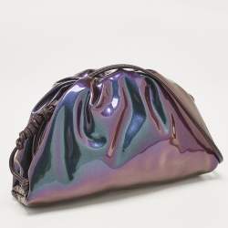 Pre Owned Bottega Veneta Multicolor Holographic Patent Leather Mini Pouch Clutch